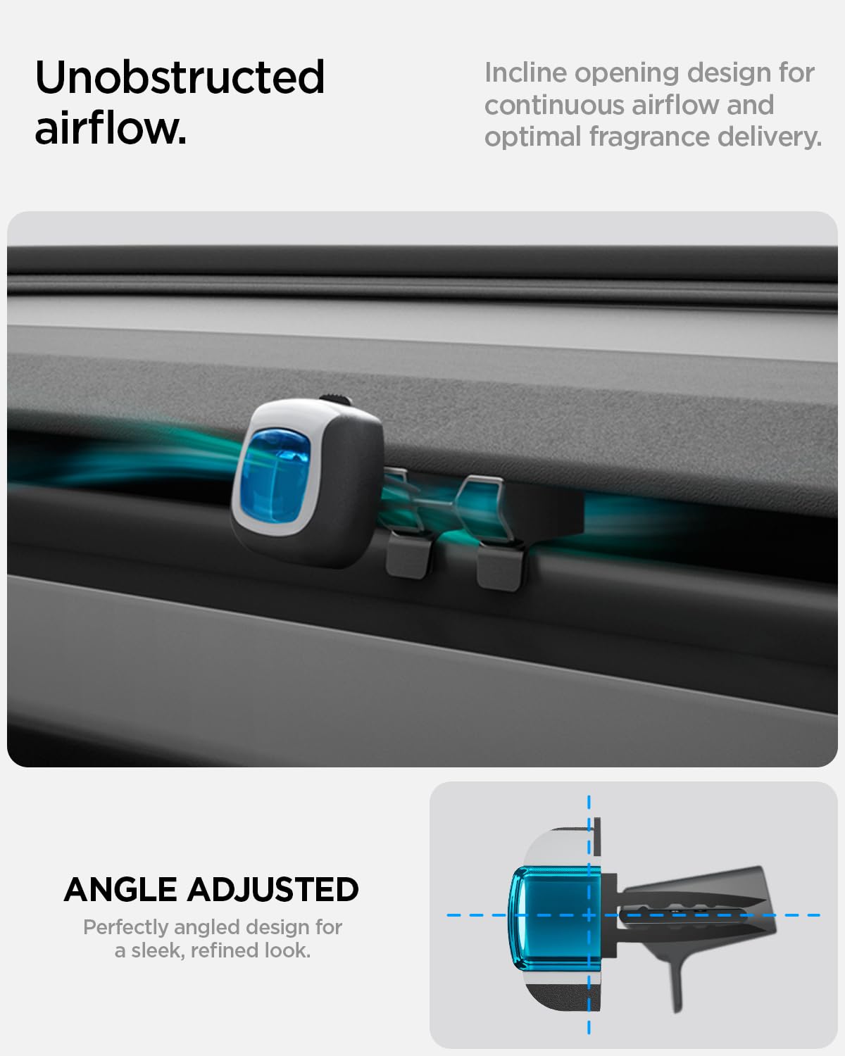 Spigen adapter installed in Tesla vent demonstrating airflow optimization