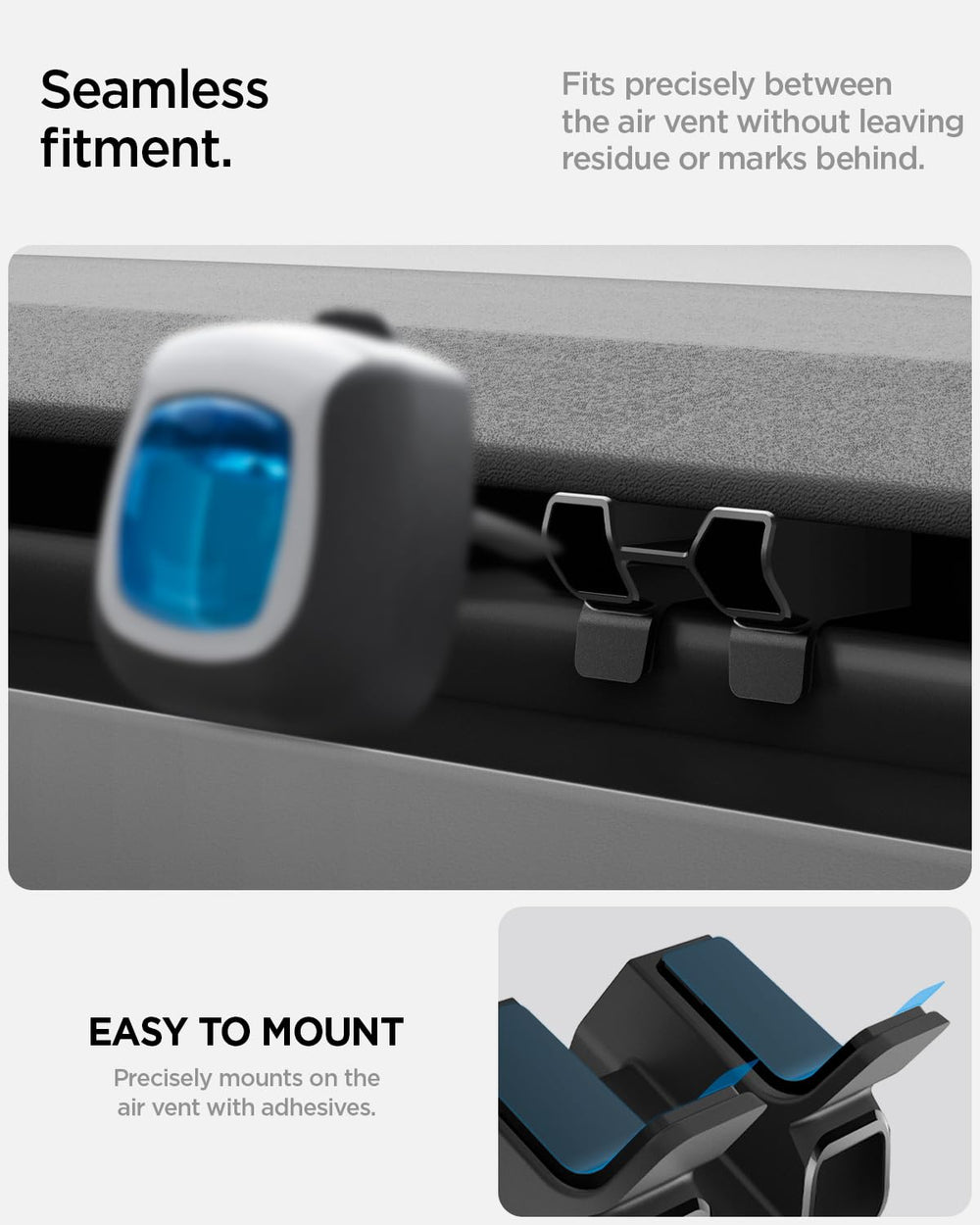 Spigen adapter holding a fragrance cartridge for easy scent swapping benefit