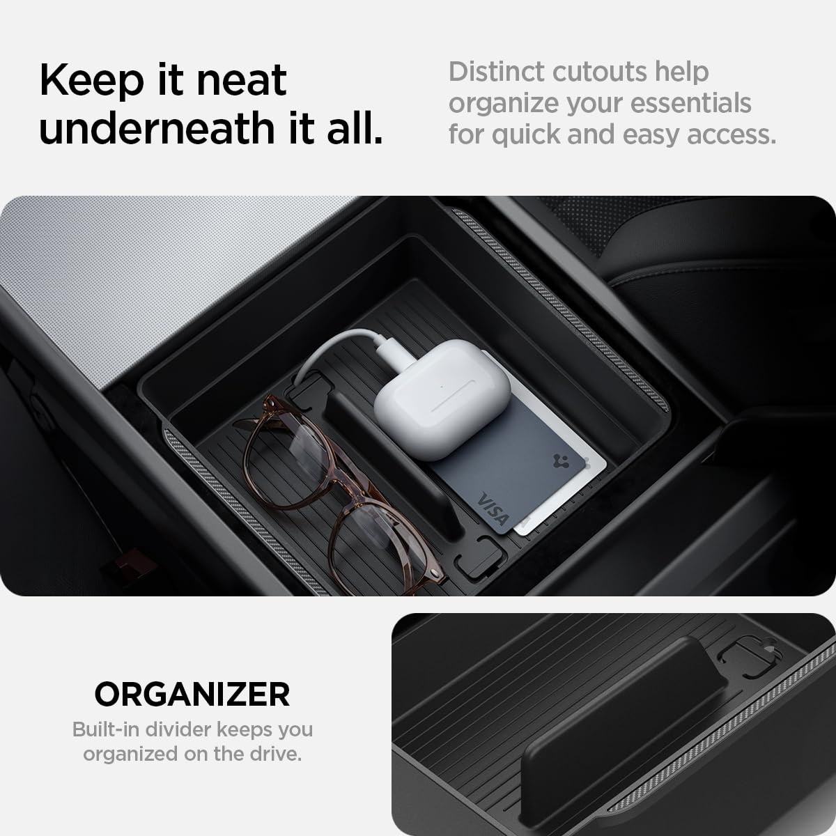 Spigen detailed cable cutouts allowing neat charging cable routing benefit