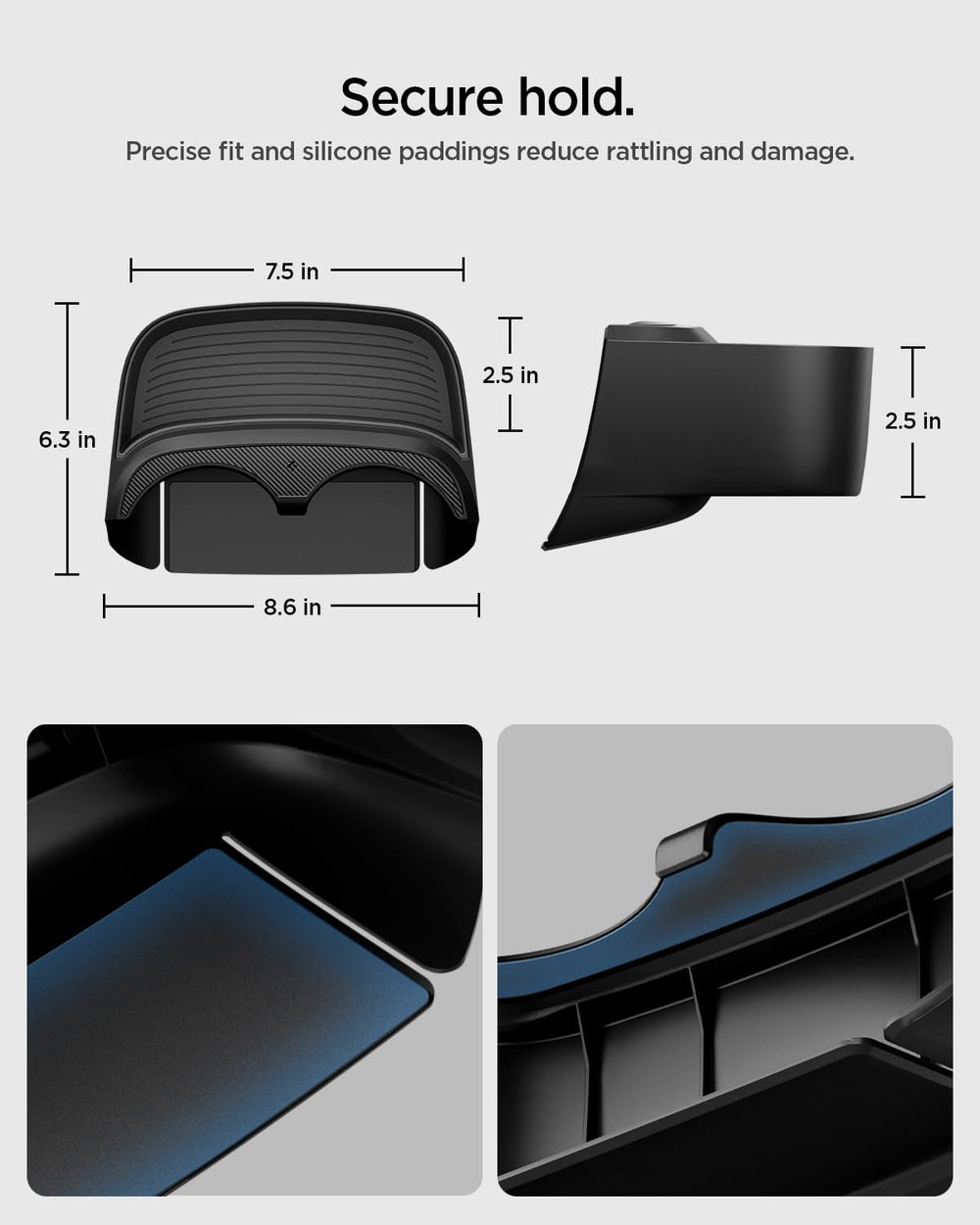 Spigen carbon fiber rim close-up matching interior trim for a factory look