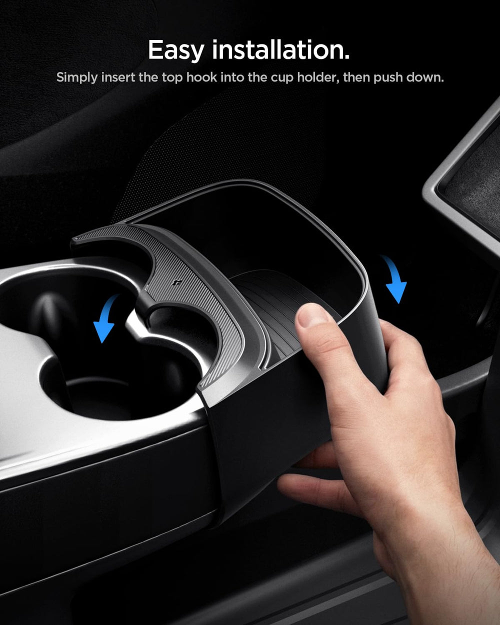 Spigen lifestyle commute scene showing organized console and convenient reach