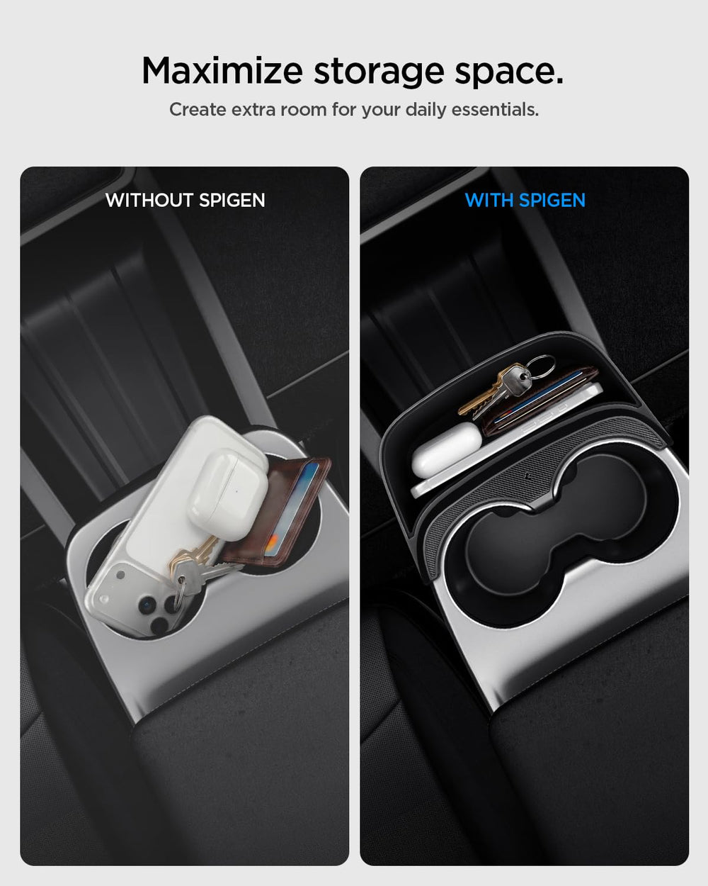 Spigen silicone liner detail preventing movement and reducing cabin noise