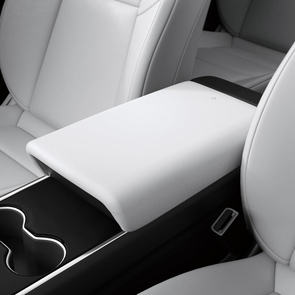 Spigen front view armrest cover in white showing clean fit and protection