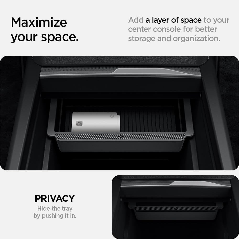 Spigen organizer beside phone and coin showing compact scale and space saving