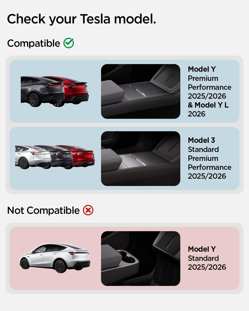 Spigen organizer top-down in Tesla console demonstrating organized charging advantage