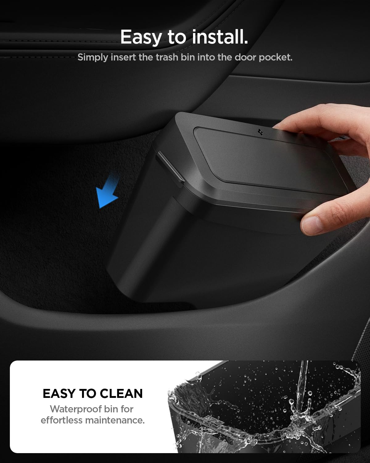 Spigen close-up of magnetic lid highlighting one-handed access and quiet closure