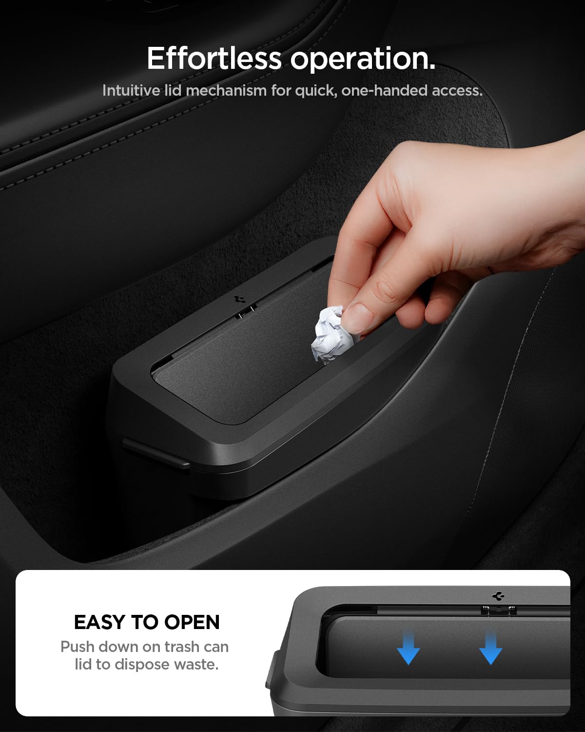 Spigen installed in Tesla Model Y door pocket demonstrating factory-like integration