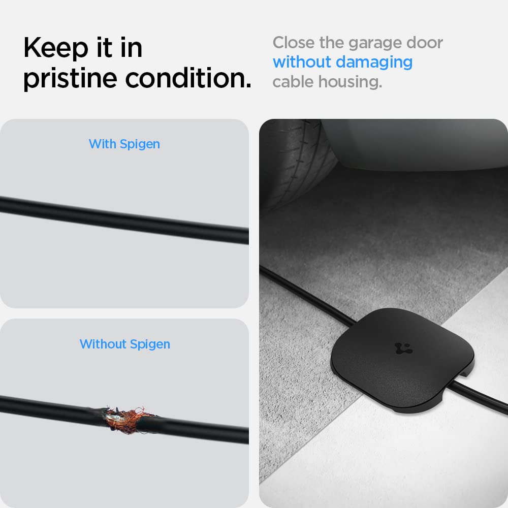 Spigen DuraPro installed on garage floor protecting cable and reducing gap