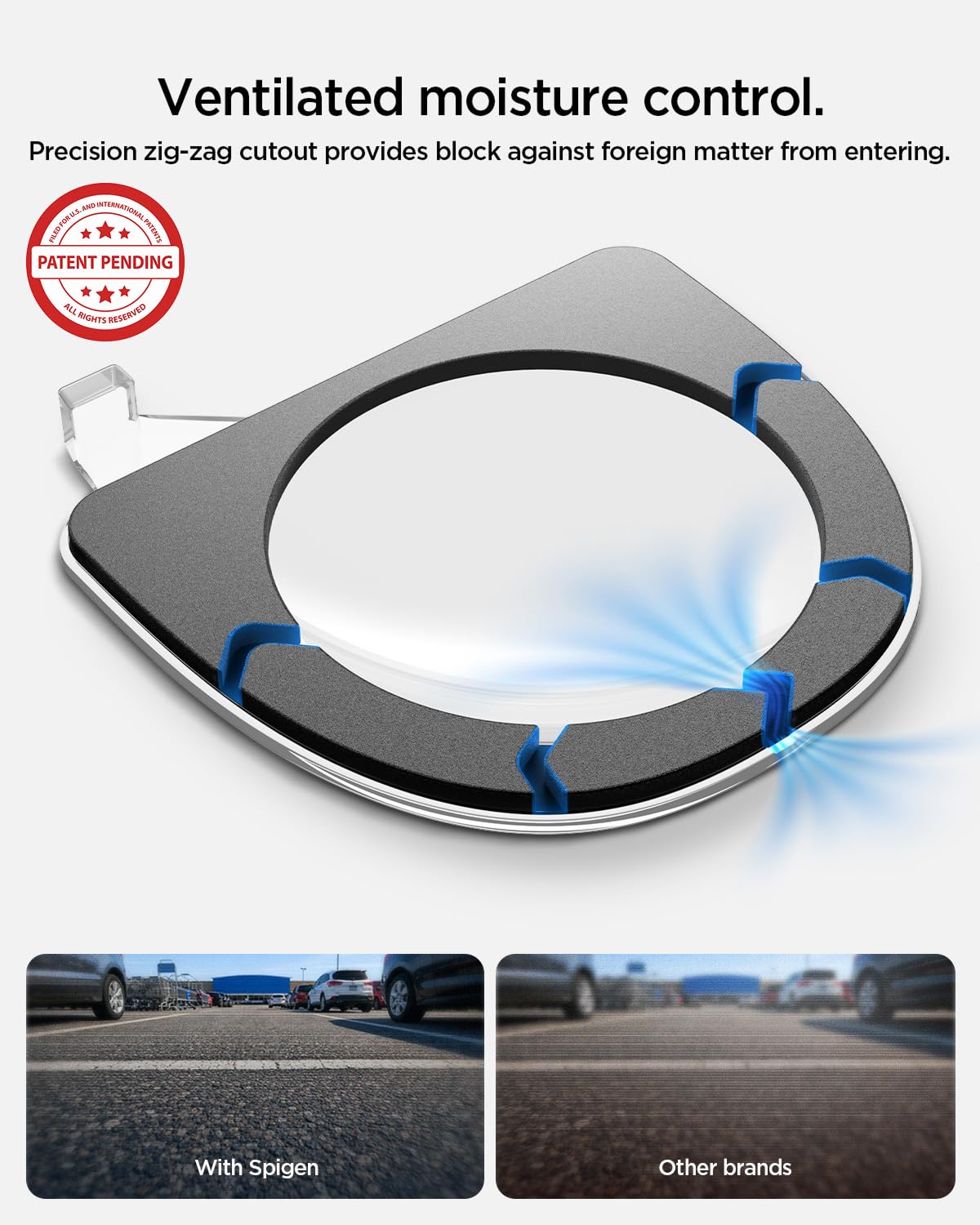 Spigen alignment hook detail demonstrating easy snap-fit and precise positioning