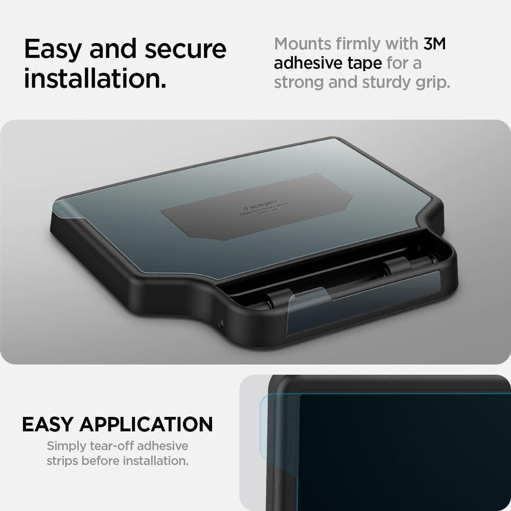 Spigen lifestyle shot in Tesla dashboard illustrating seamless OEM-like benefit