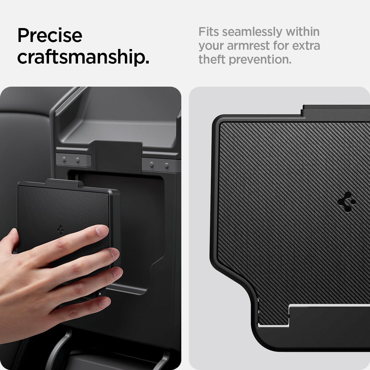 Spigen mounting adhesive pad showing 3M bond and secure-install benefit