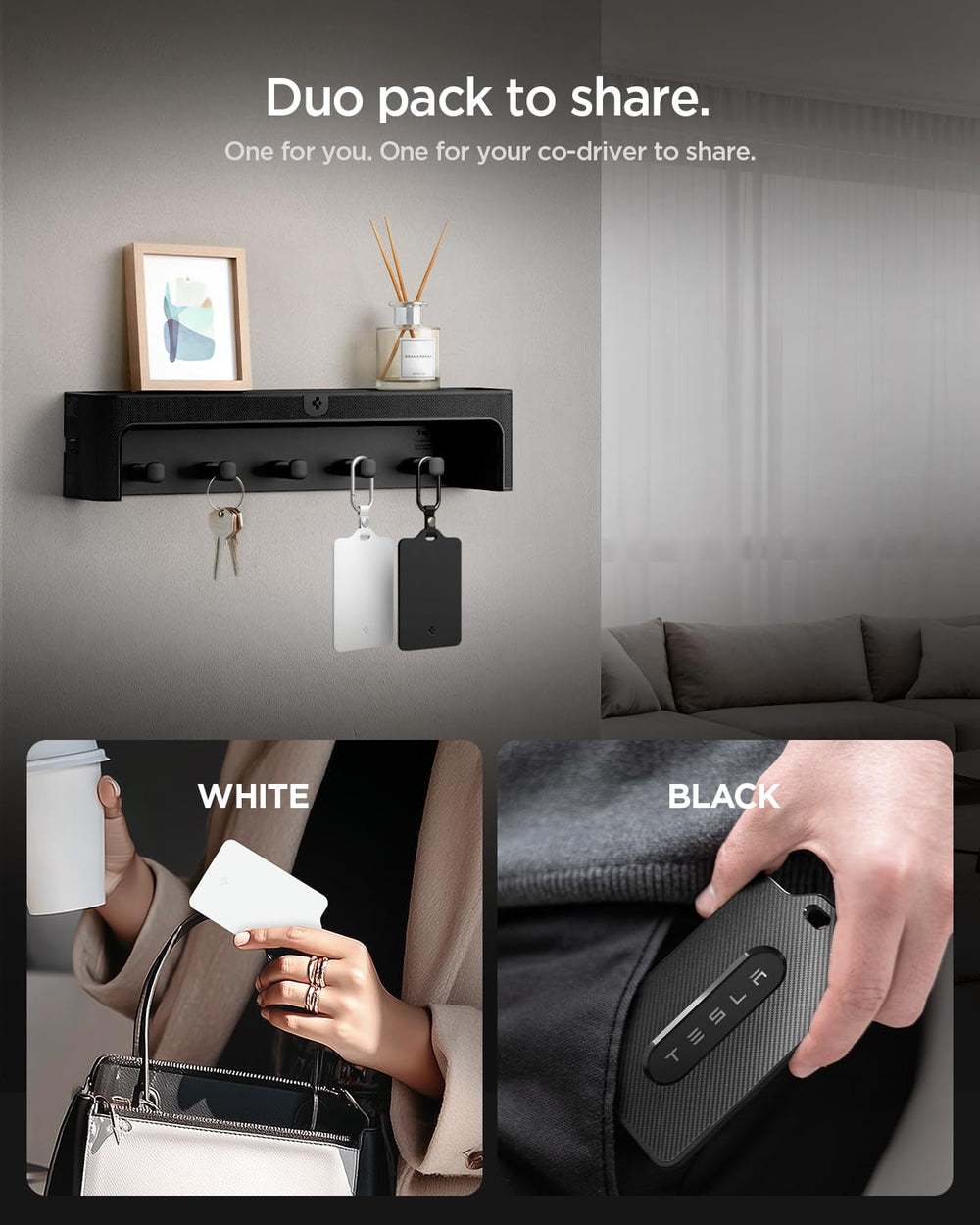 Spigen open sleeve with Tesla key card installed showing secure fit
