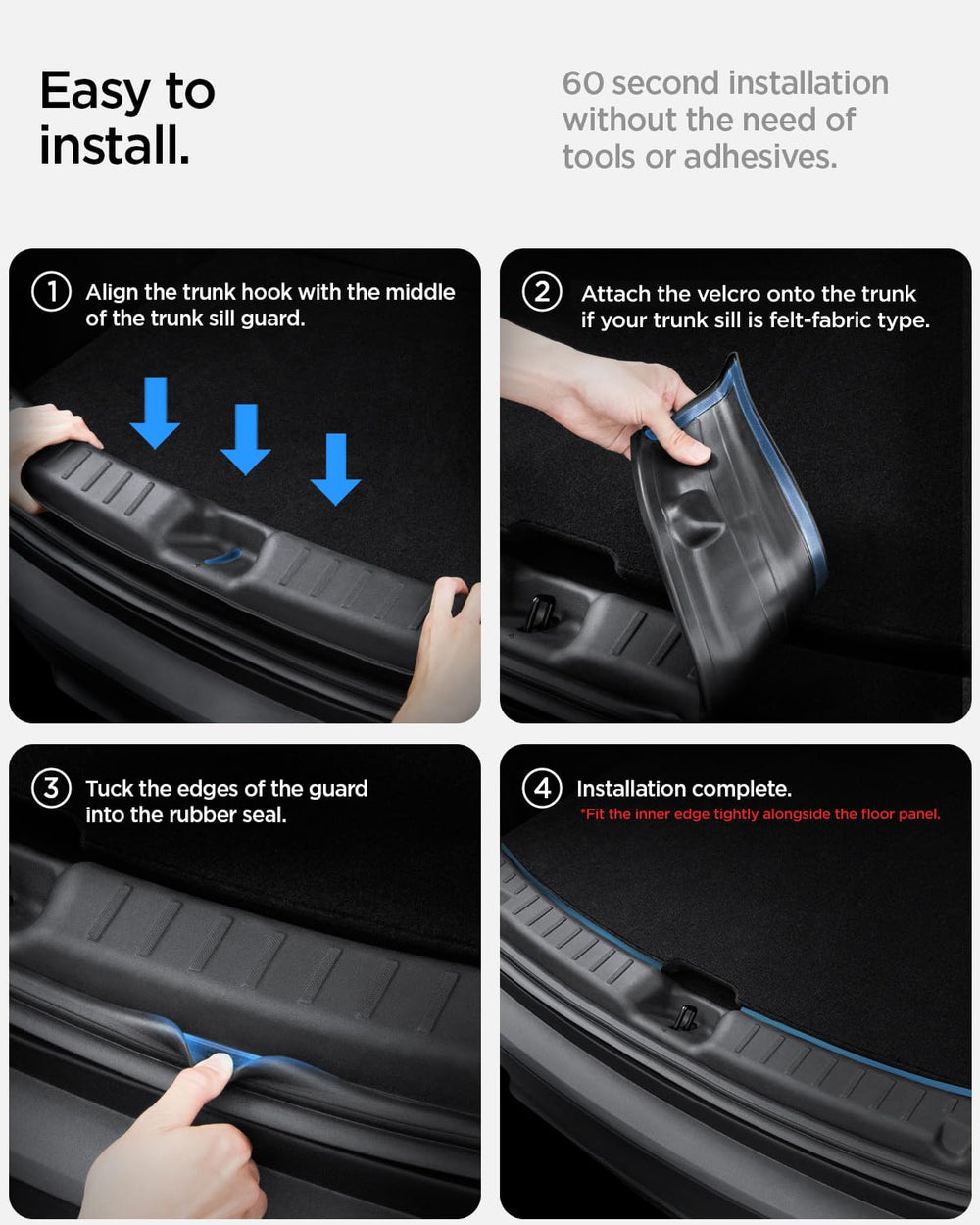 Spigen lifestyle garage shot showing installed guard protecting trunk during loading
