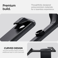 Spigen securing seatbelt buckle to reduce rattling and panel scuffs