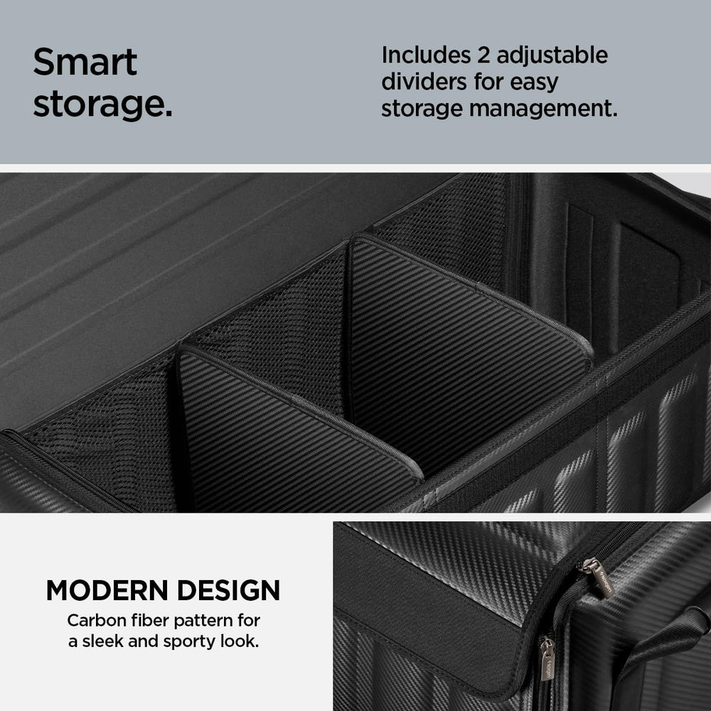 Spigen organizer collapsed flat demonstrating space-saving storage benefit