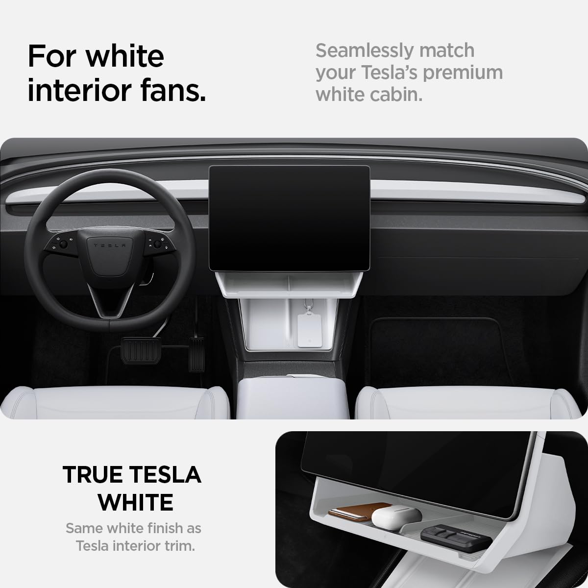 Spigen organizer installed in Tesla Model Y Juniper keeps essentials reachable
