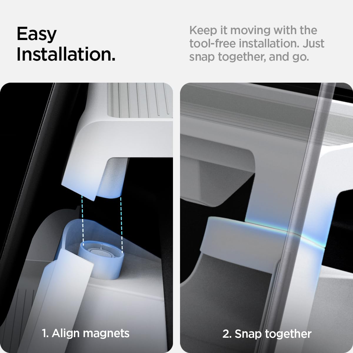 Spigen organizer magnetic attachment bottom view for fast tool-free install