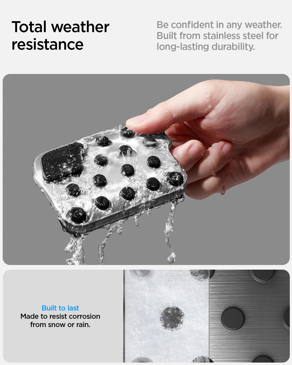 Spigen detail of rubber grip strips for slip-resistant braking benefit