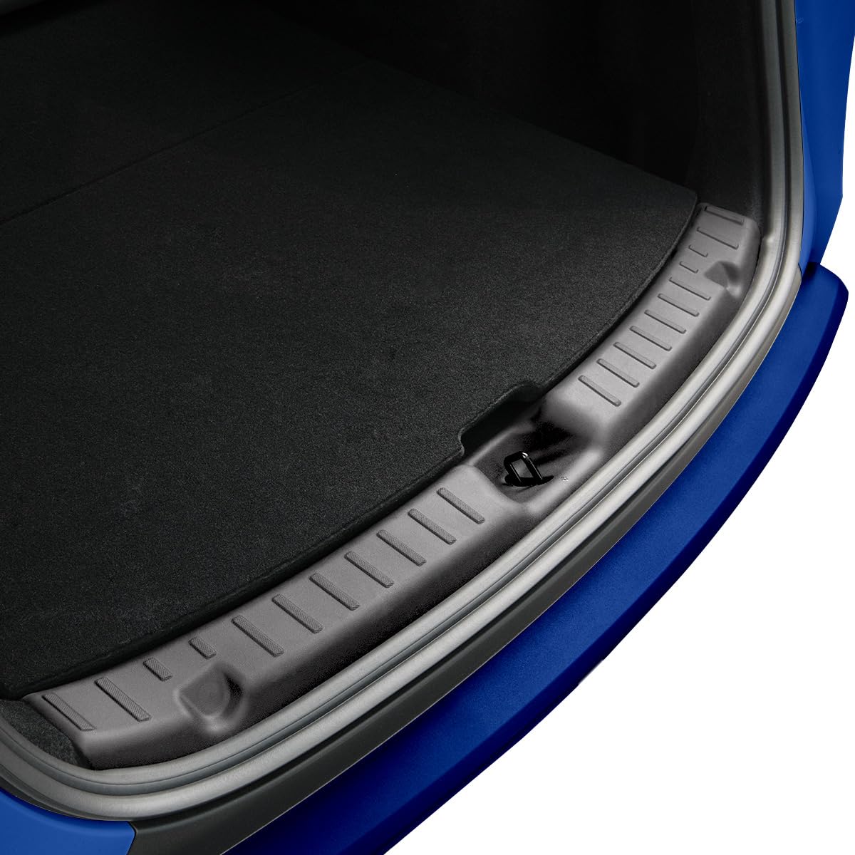 Spigen rear bumper guard front view showing full-width coverage and neat fit