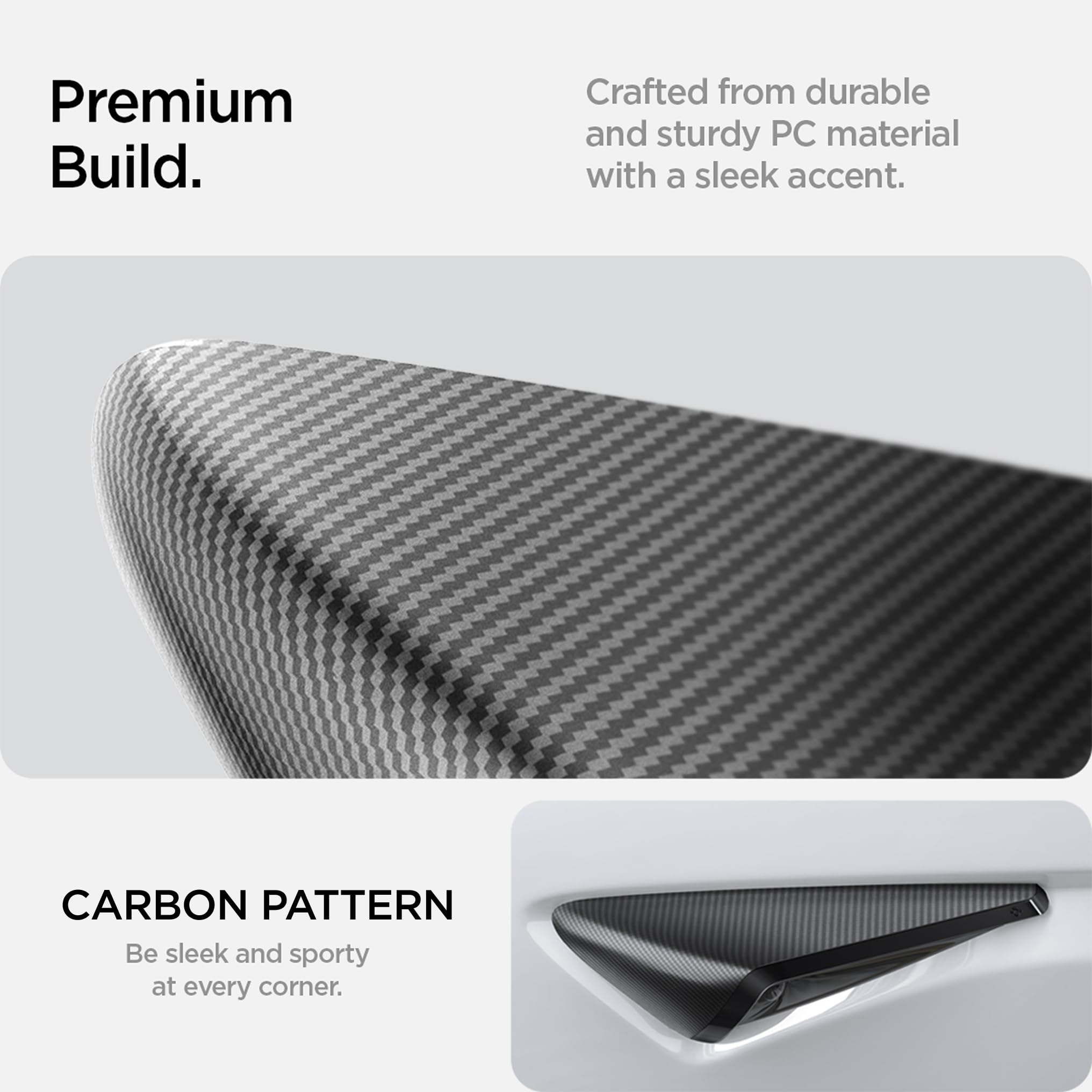 Spigen cover held in hand to show scale and easy install benefit