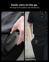 Spigen back detail of the case with cutout preserving Tesla logo benefit