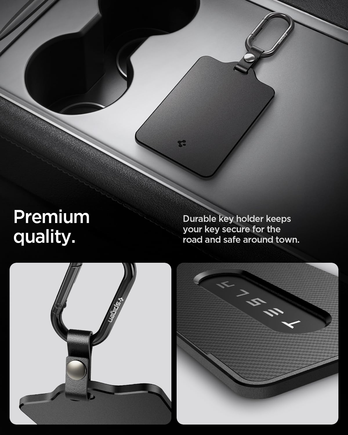 Spigen holder clipped with carabiner for fast access and convenience