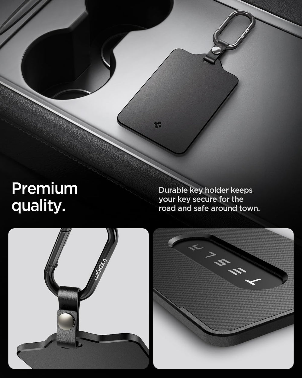Spigen holder clipped with carabiner for fast access and convenience