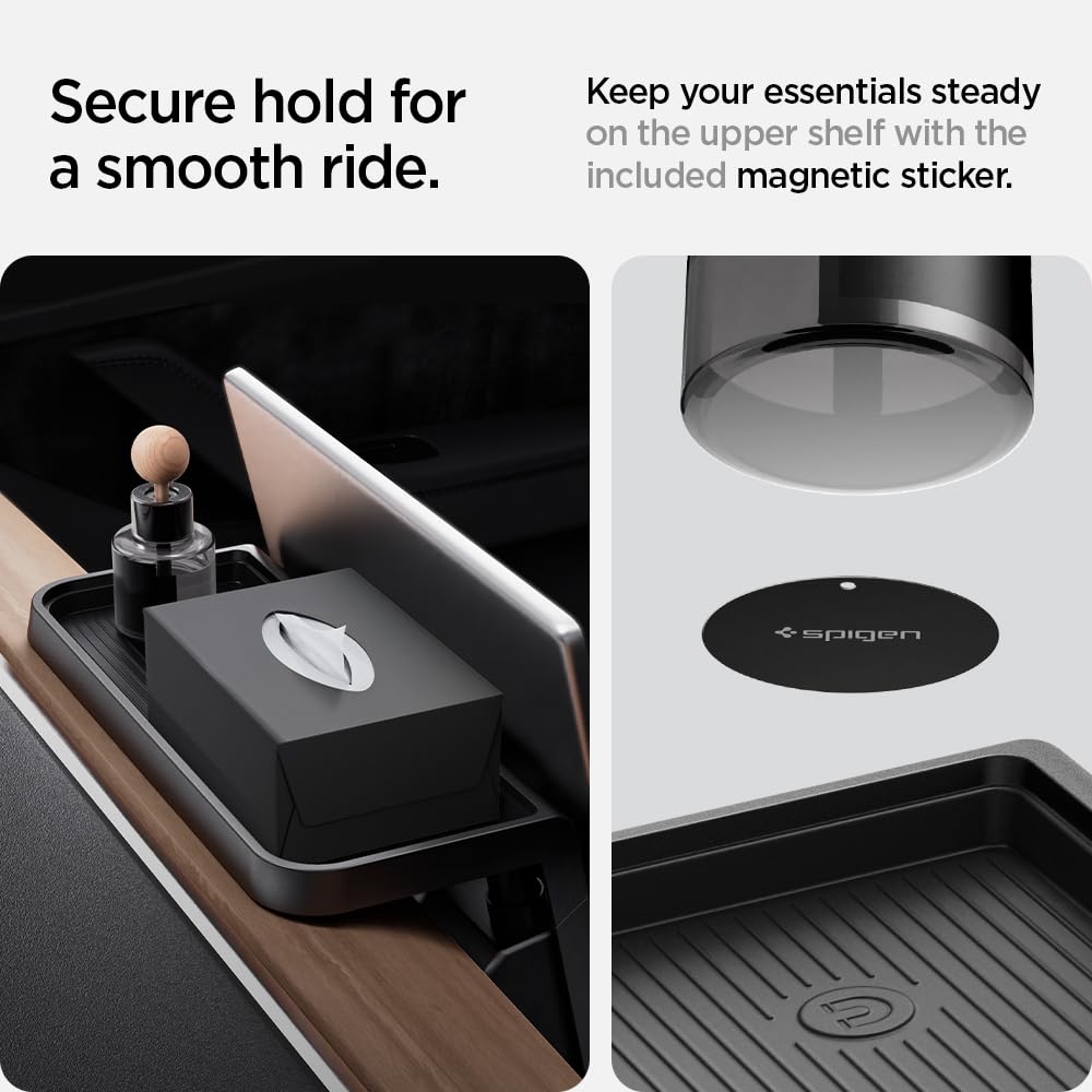 Spigen organizer fit on Tesla dashboard showing model compatibility clarity