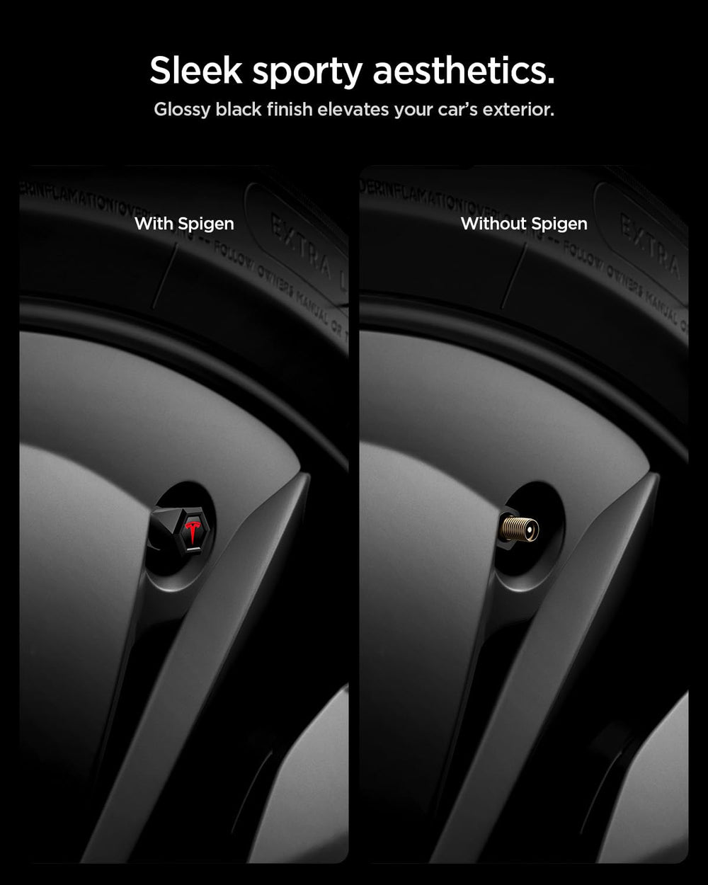 Spigen valve caps in roadside scene offering convenience during checks