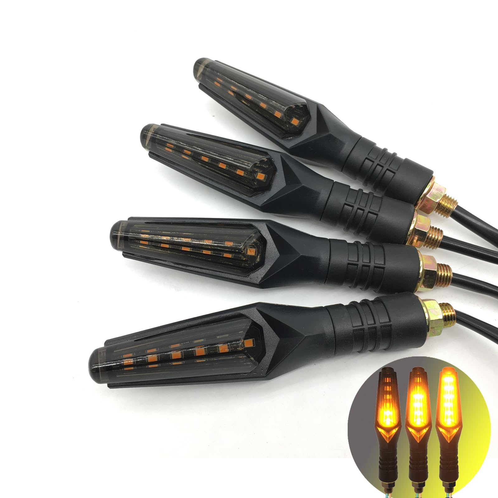 SPNUVR front-facing amber turn signal showing compact profile and bright visibility