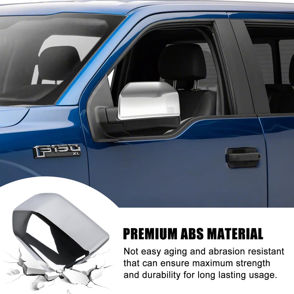 sportuli chrome mirror covers on parked truck showing lifestyle curb appeal