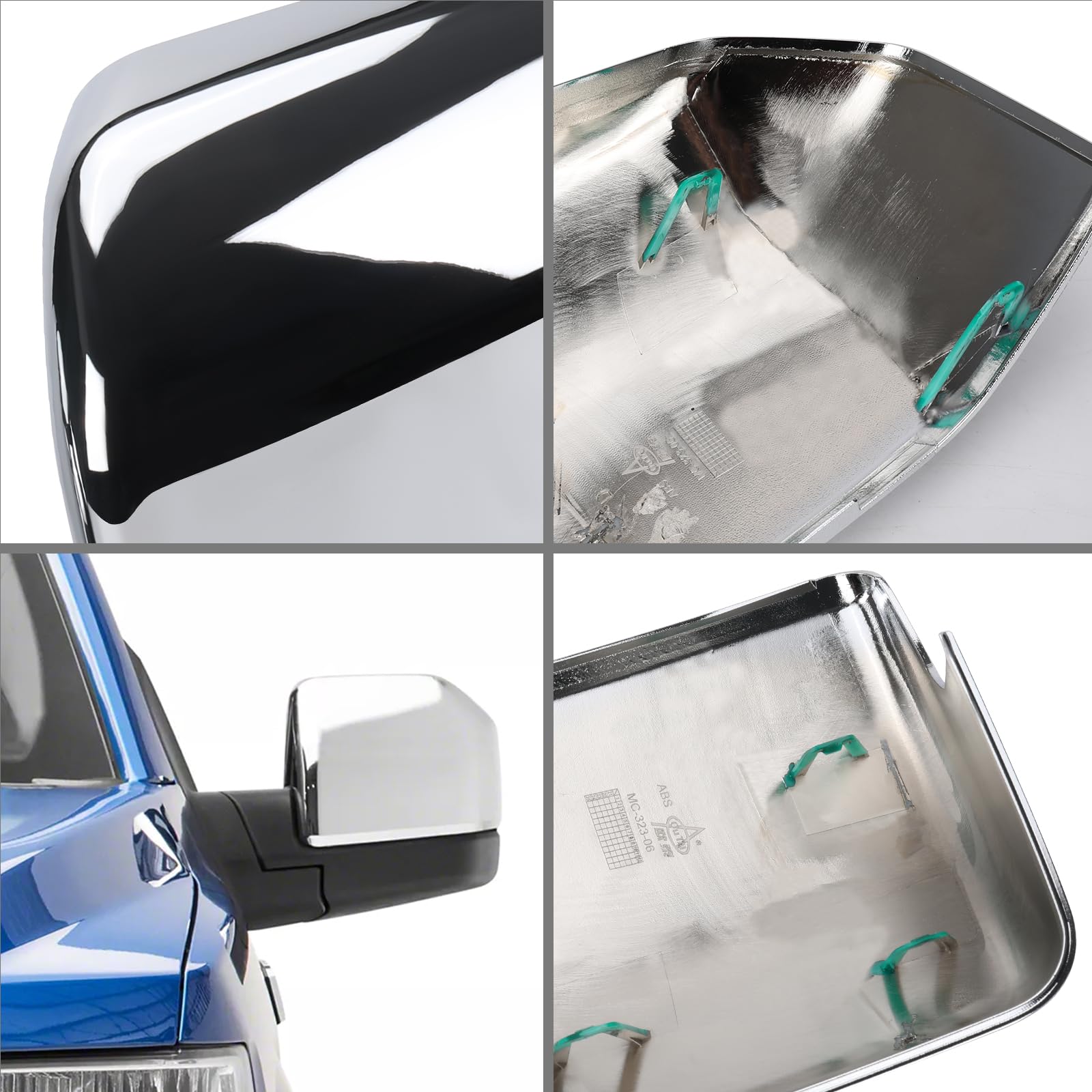 sportuli mirror covers installed passenger side showing protection and chrome shine