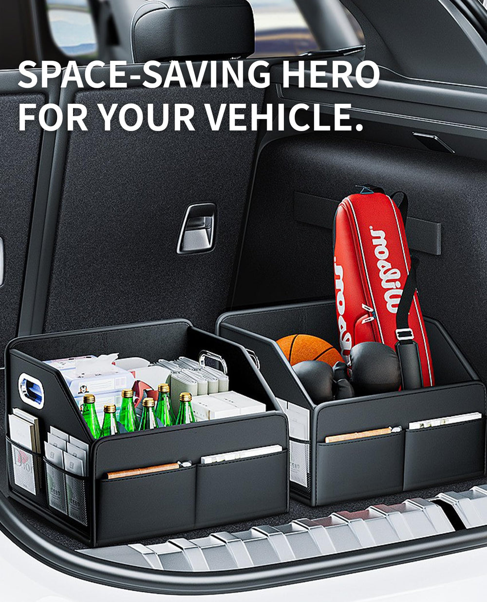 SportySizz collapsed flat for compact storage under seat or in trunk