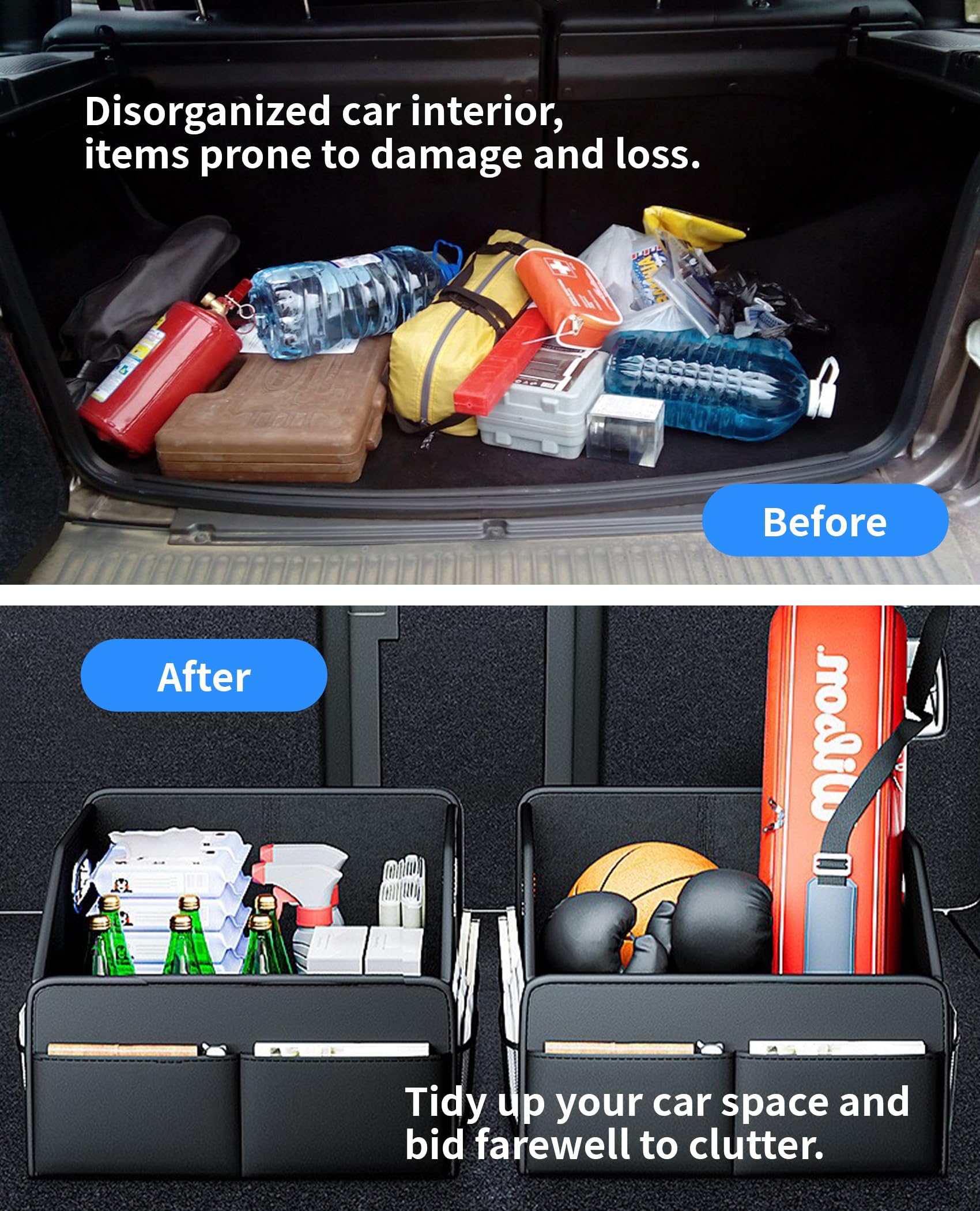 SportySizz interior with purse, snacks and gadgets arranged using removable dividers