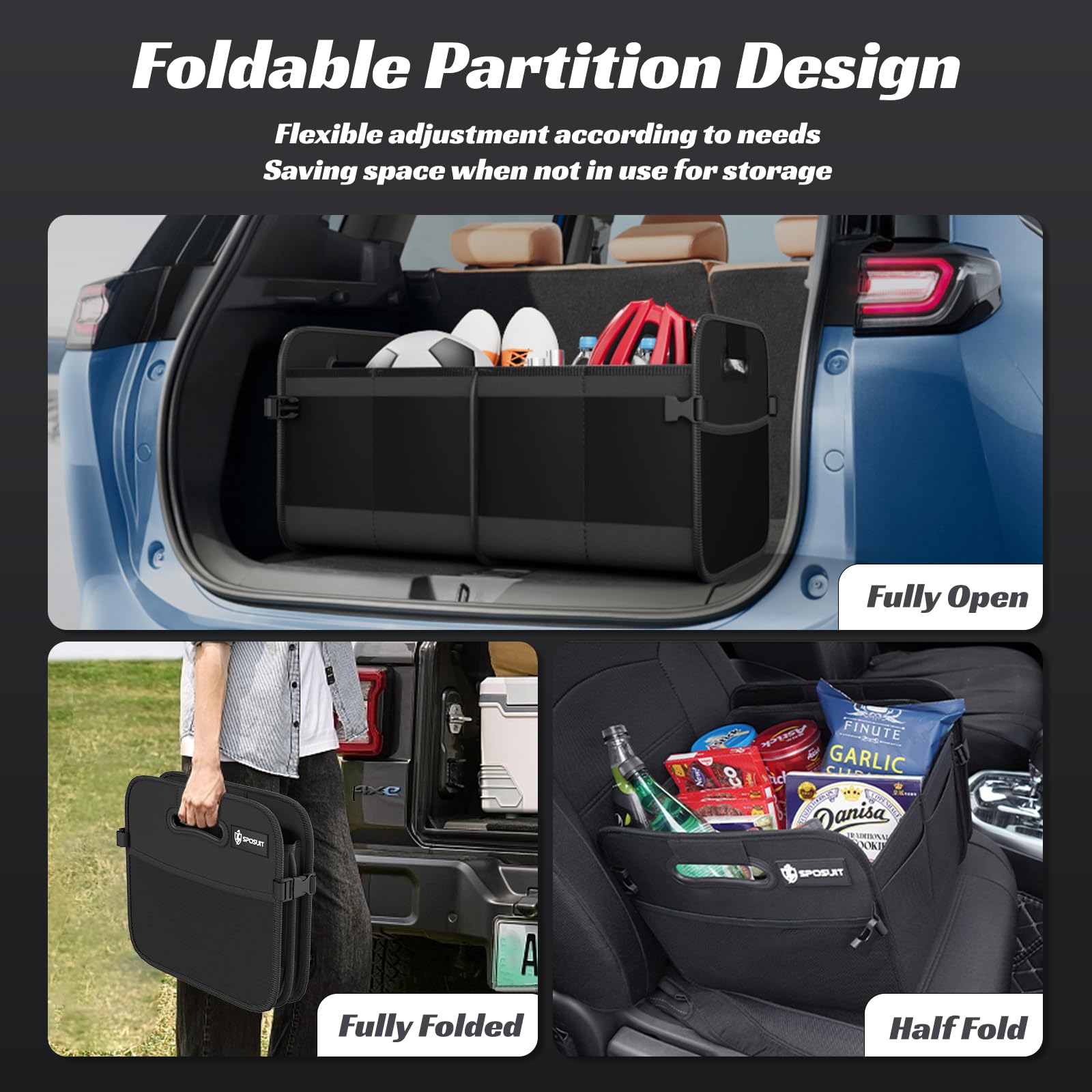 Sposuit folded flat for compact storage and easy transport