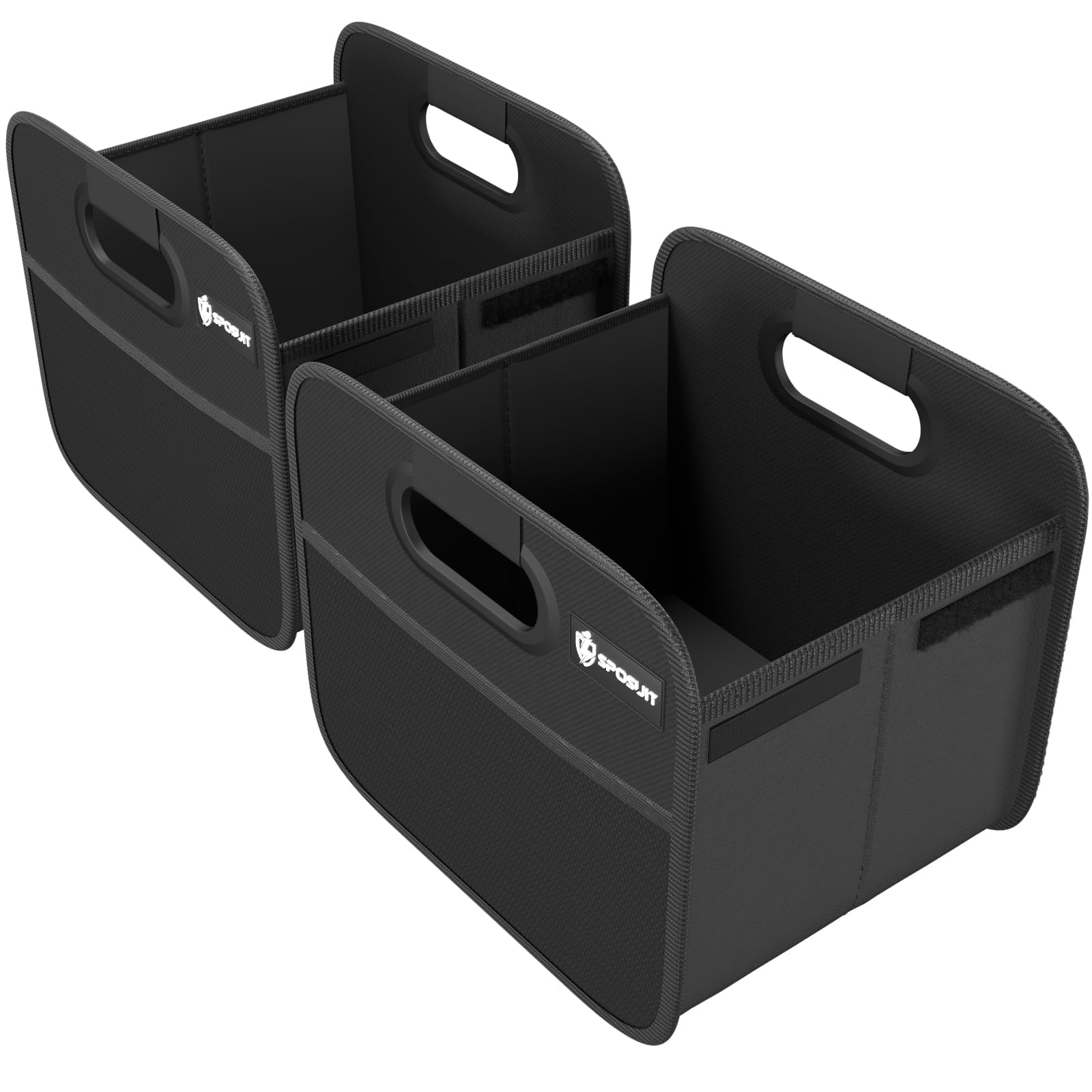 Sposuit front view showing two assembled organizers keeping items upright and tidy