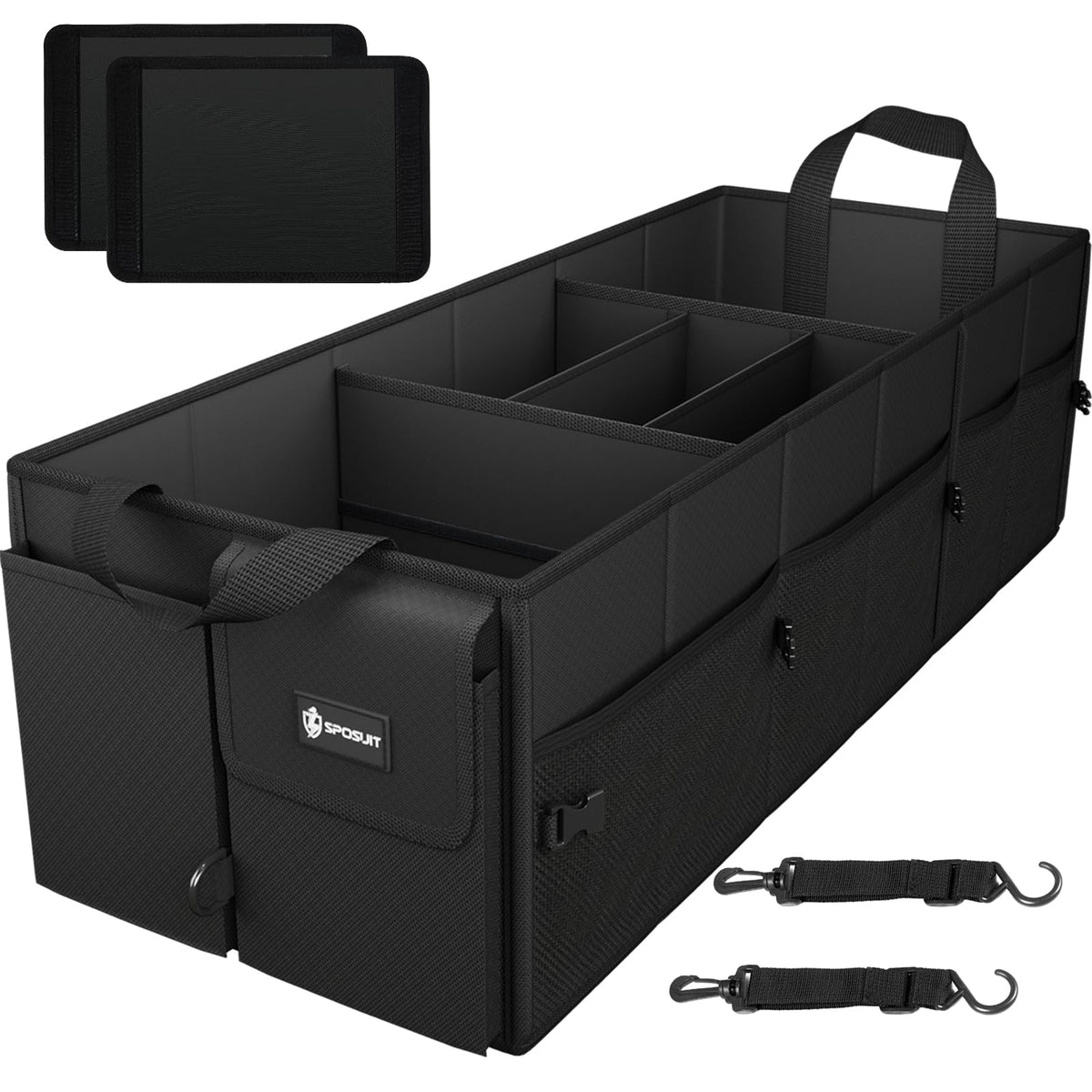 Sposuit front view of large organizer showing ample storage and quick access