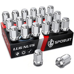 Sposuit front view packaged set showing chrome lug nuts and benefit of full replacement