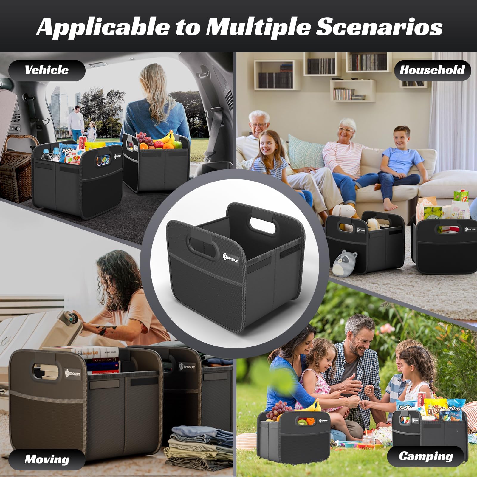 Sposuit lifestyle image with roadtrip supplies showing organized travel convenience