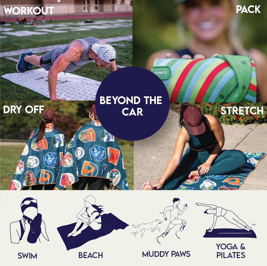 Sprints towel headrest pocket detail demonstrating secure fit over car seats