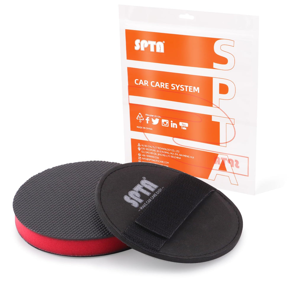 SPTA clay pad front view showing pad shape and grip, easy handling