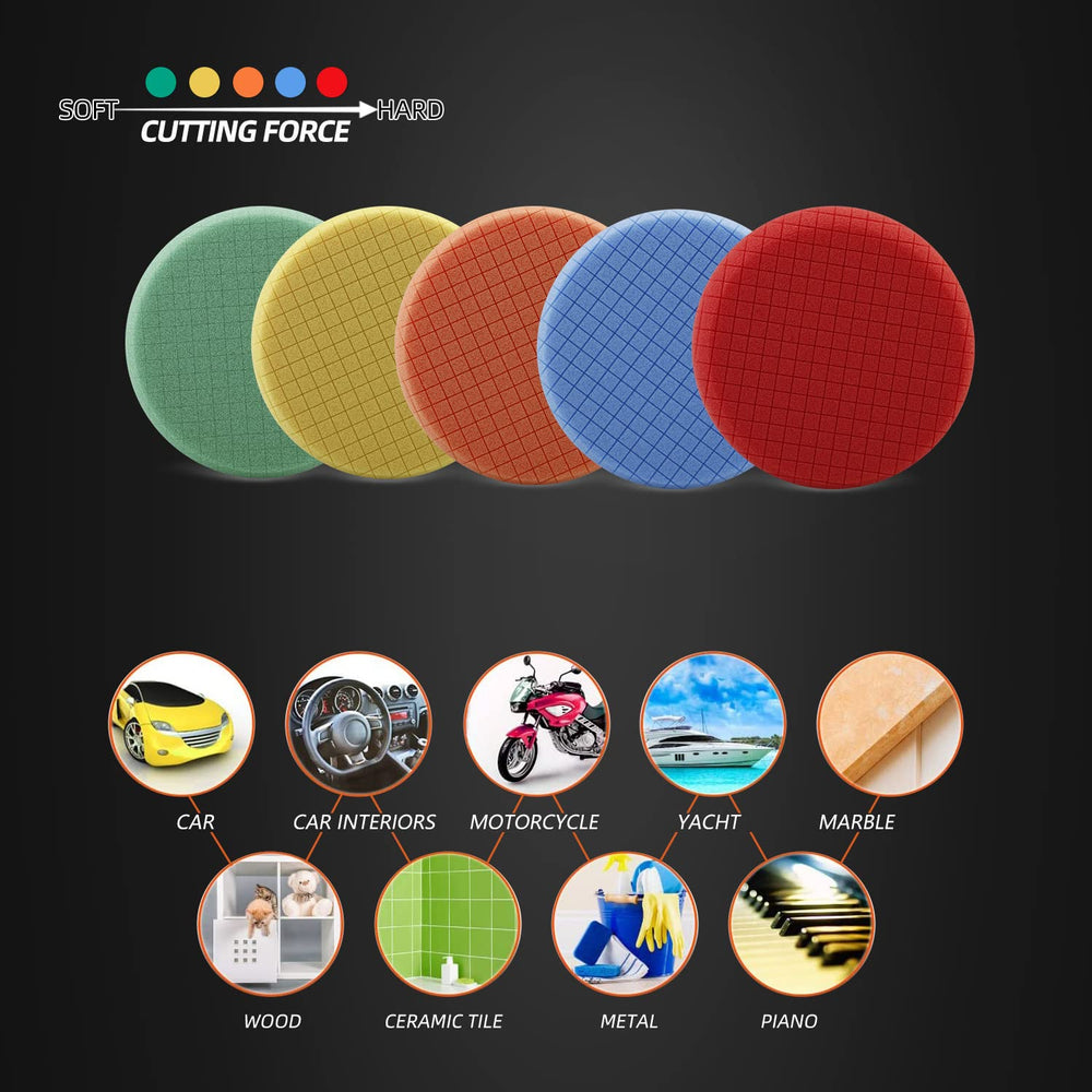 SPTA color-coded pads laid flat showing sequential cutting-to-finishing benefit