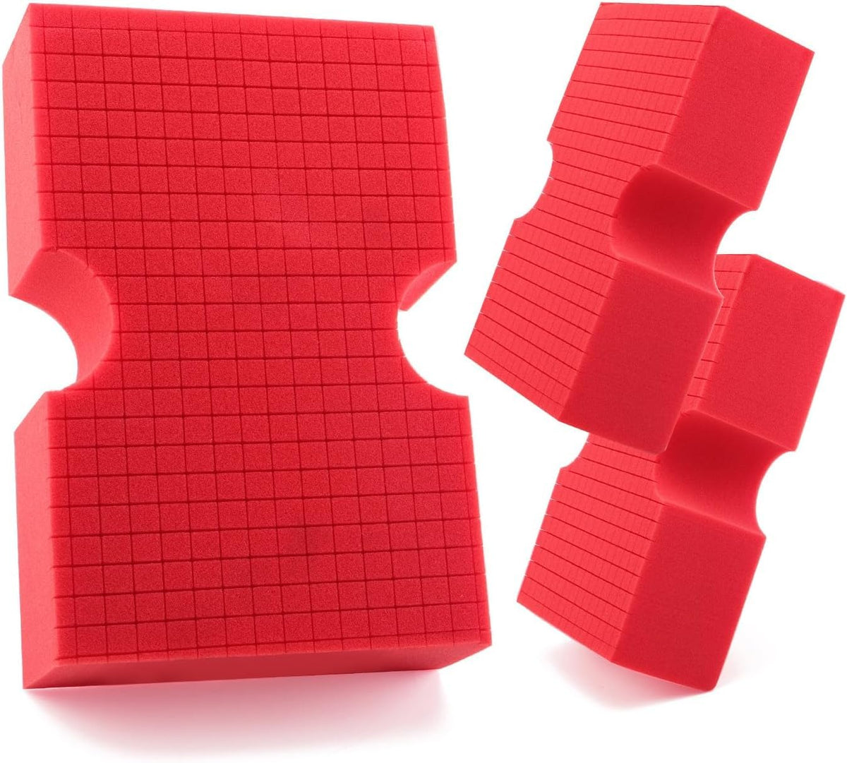 SPTA front view of three red car wash sponges showing pack and color benefit
