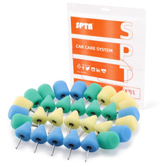 SPTA front packaging showing 30-piece mini buffing pad kit and contents benefit of organization