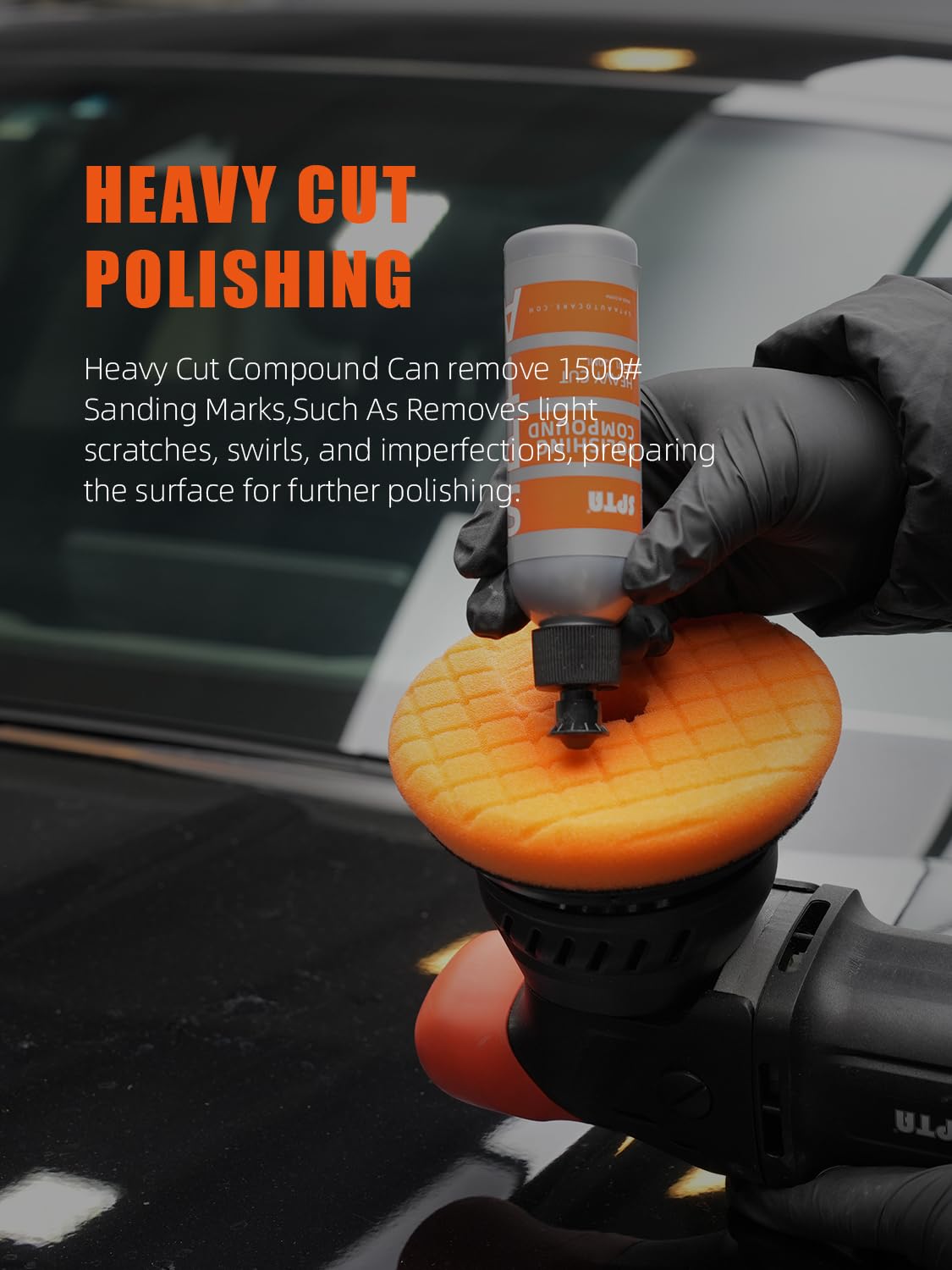 SPTA bottle label close-up listing sealant and water-based ingredients