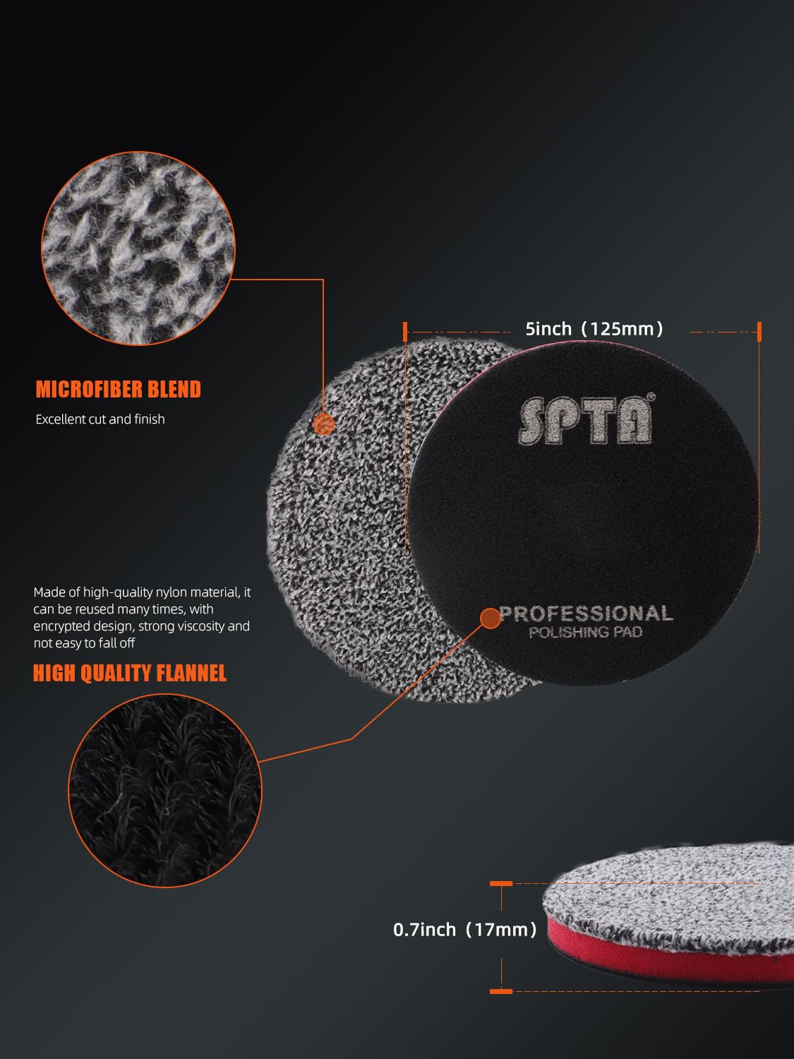 SPTA three pads stacked in retail packaging illustrating convenient 3-piece professional set