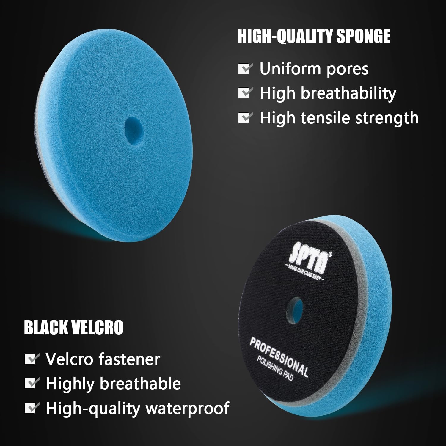 SPTA underside view with hook-and-loop backing for quick pad changes and secure fit