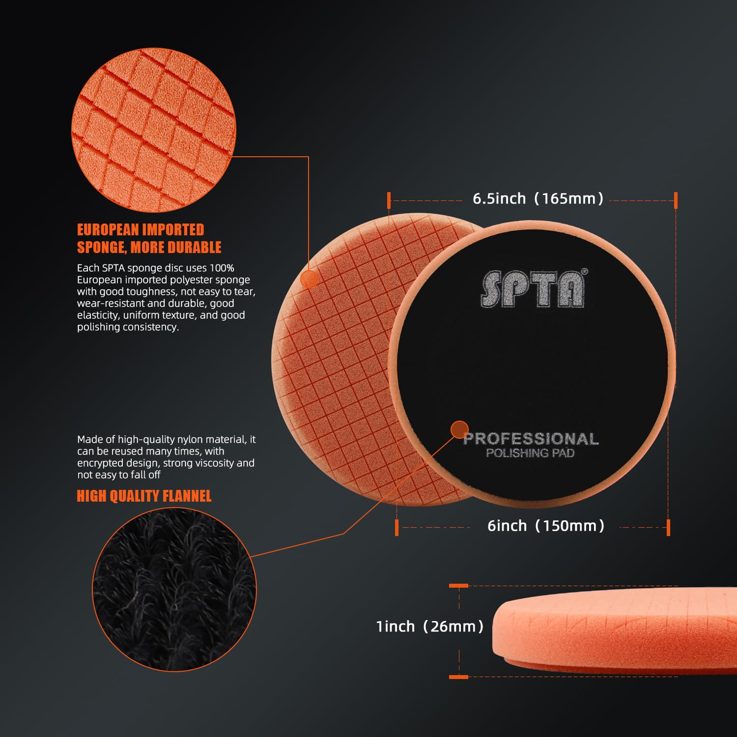 SPTA pad edge profile showing larger face protecting trim and paint