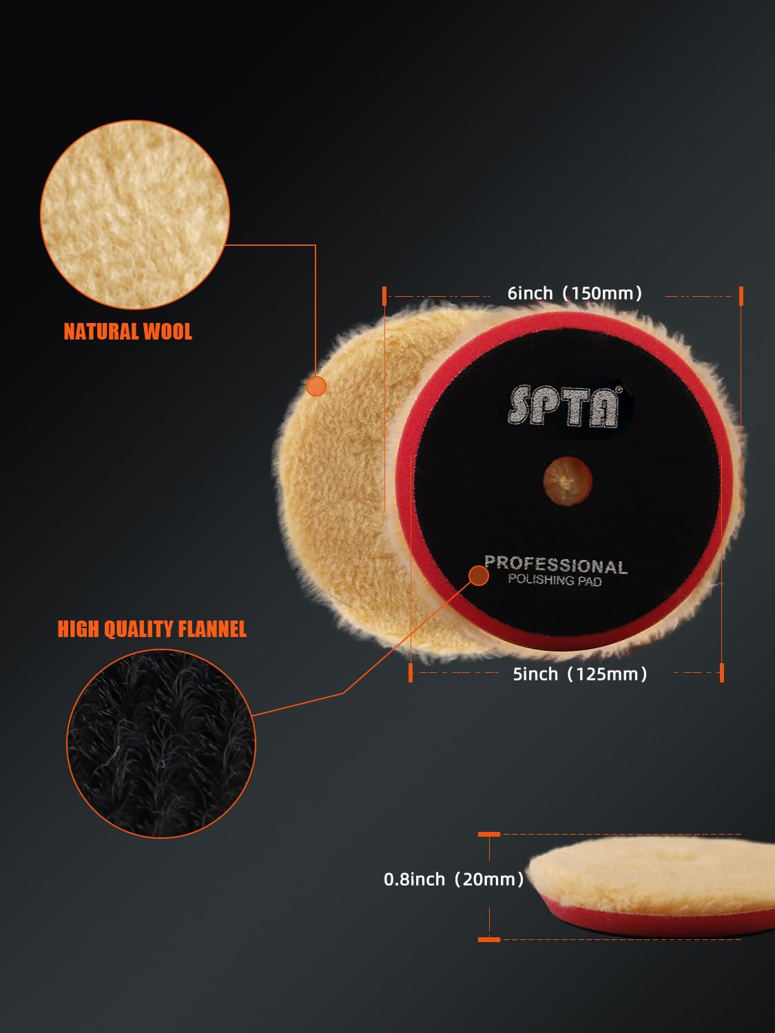 SPTA pad mounted on 5-inch polisher demonstrating efficient polishing