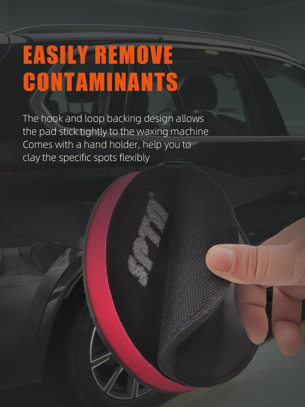 SPTA pad mounted on a DA polisher demonstrating faster panel coverage